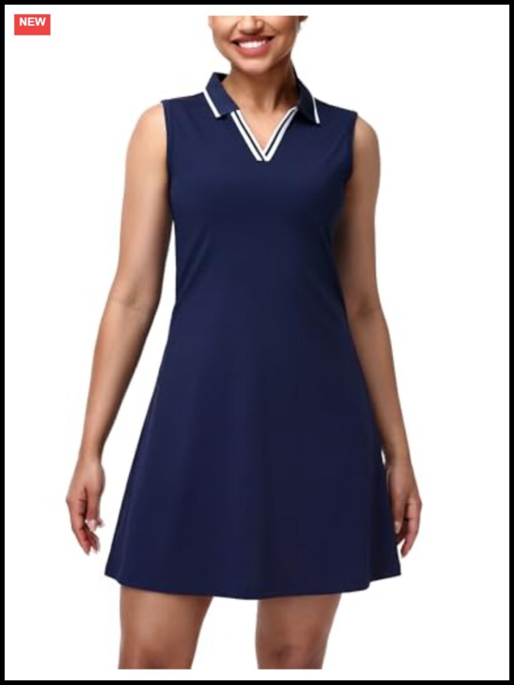 Sleeveless V-Neck Golf Dress with Zip Pocket